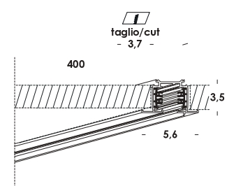 binario 3 circuiti 400cm  incasso controsoffitto