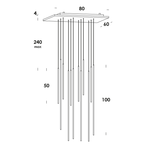 tubetto 80/s12 dim DALI plafone rettangolo